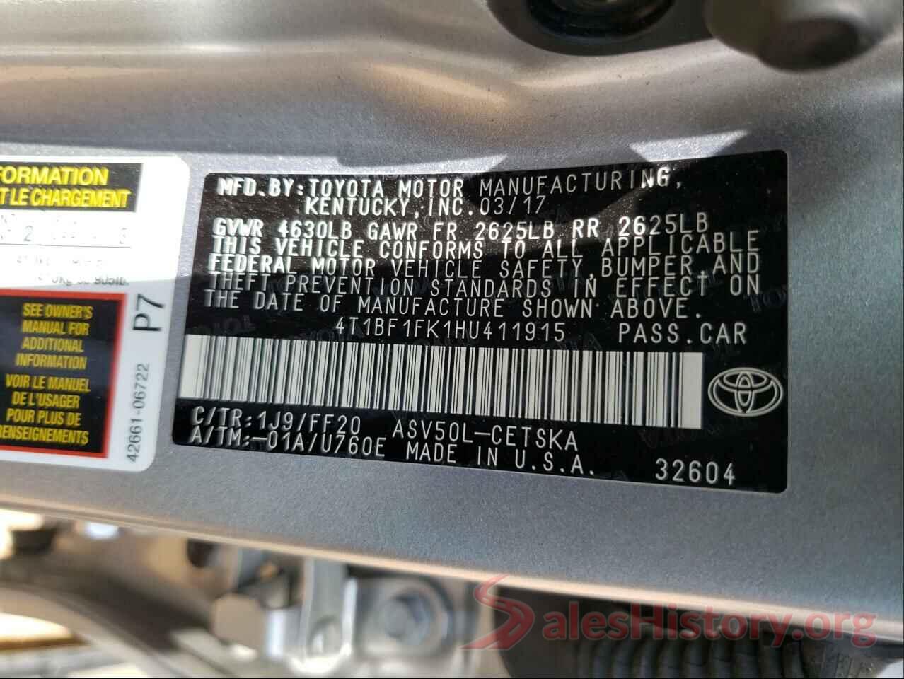 4T1BF1FK1HU411915 2017 TOYOTA CAMRY