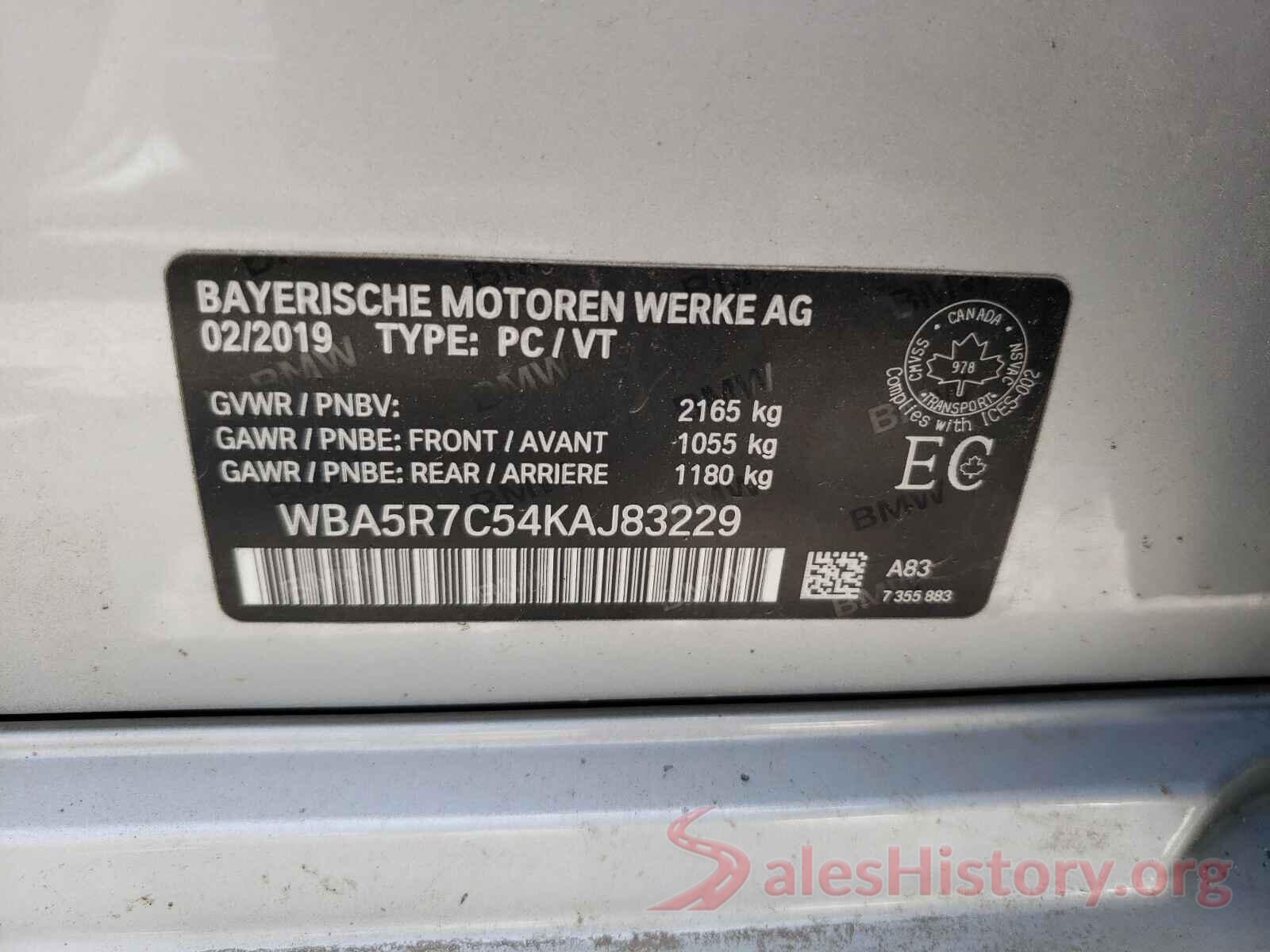 WBA5R7C54KAJ83229 2019 BMW 3 SERIES