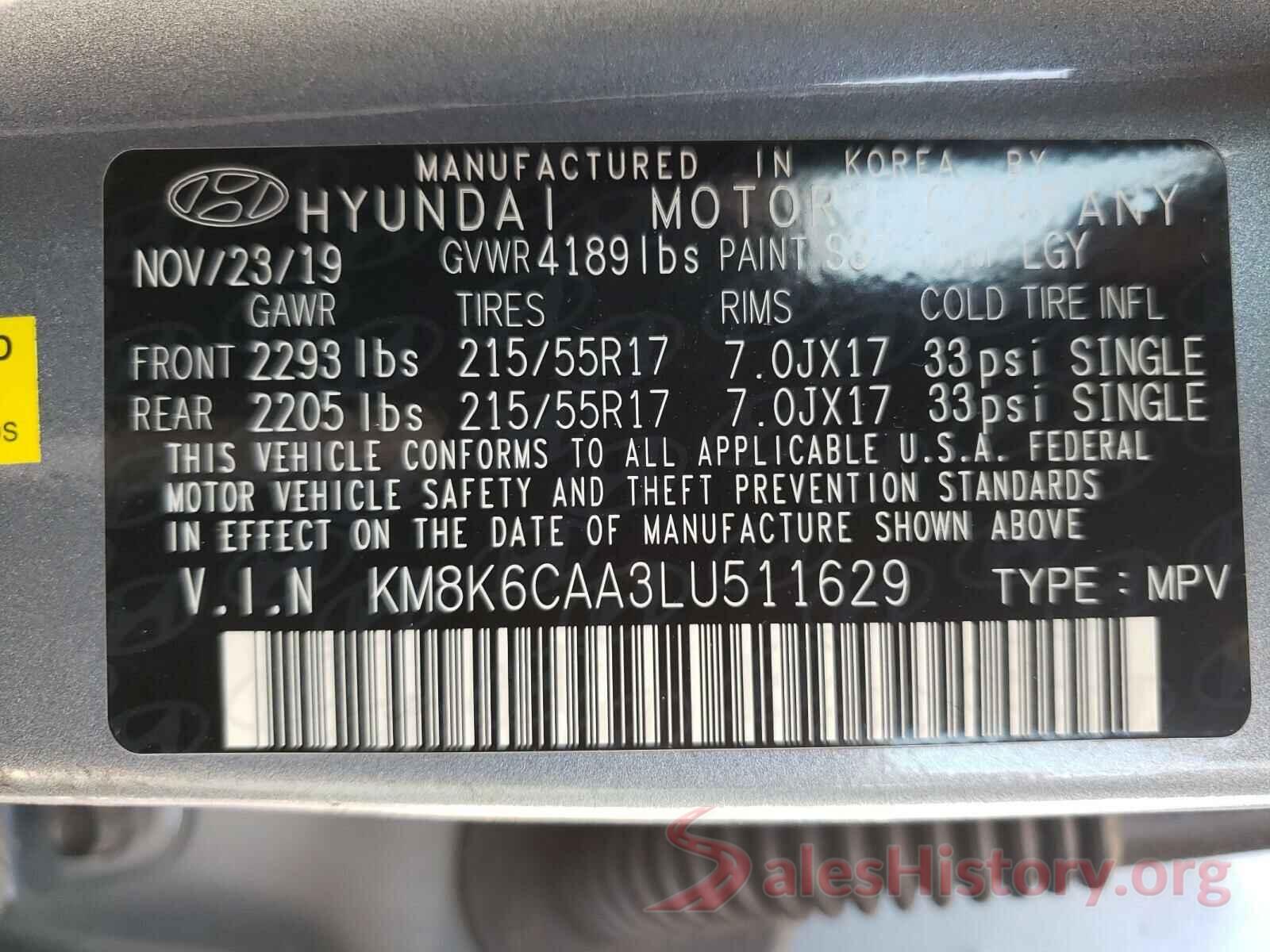 KM8K6CAA3LU511629 2020 HYUNDAI KONA