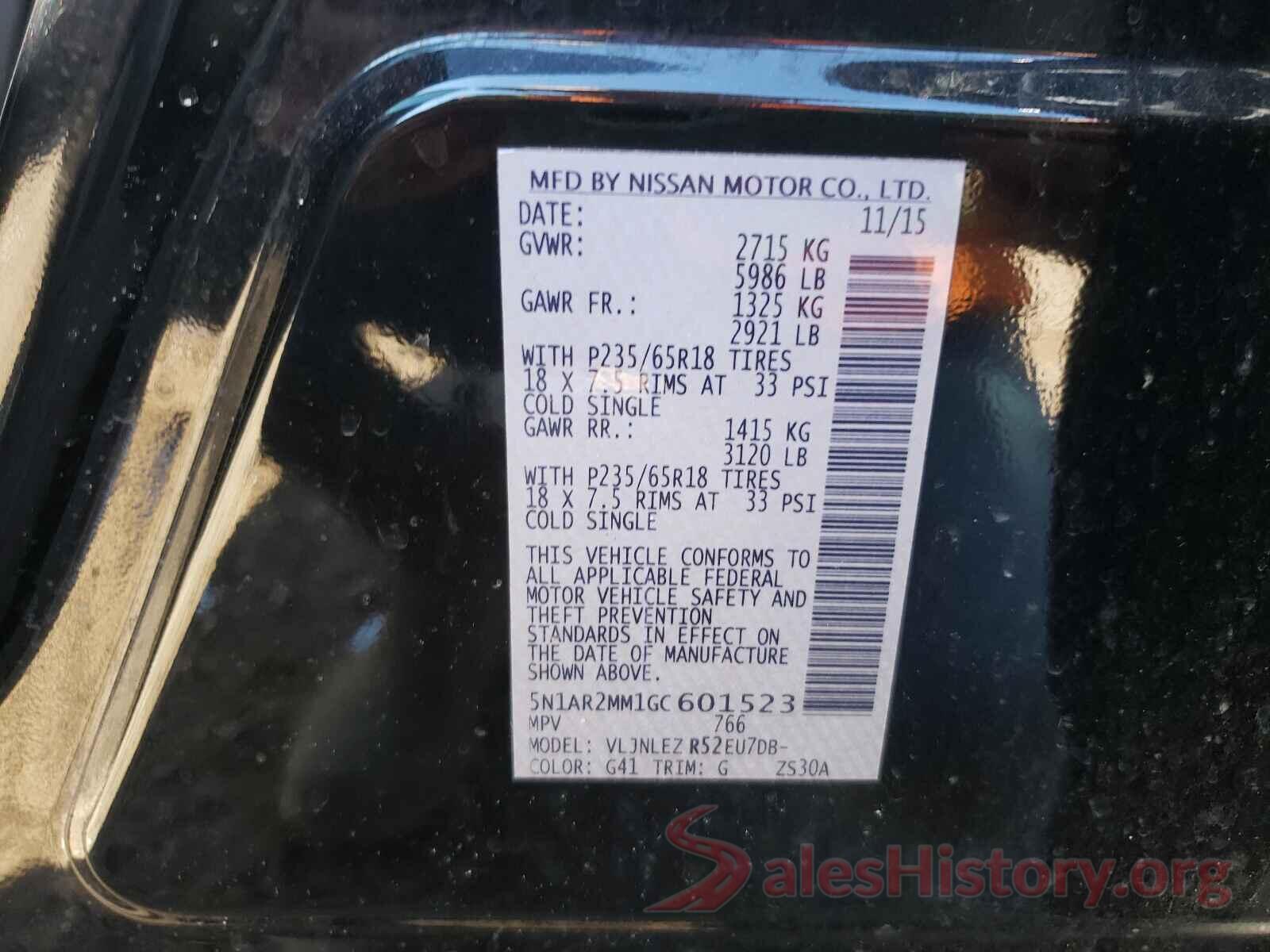 5N1AR2MM1GC601523 2016 NISSAN PATHFINDER