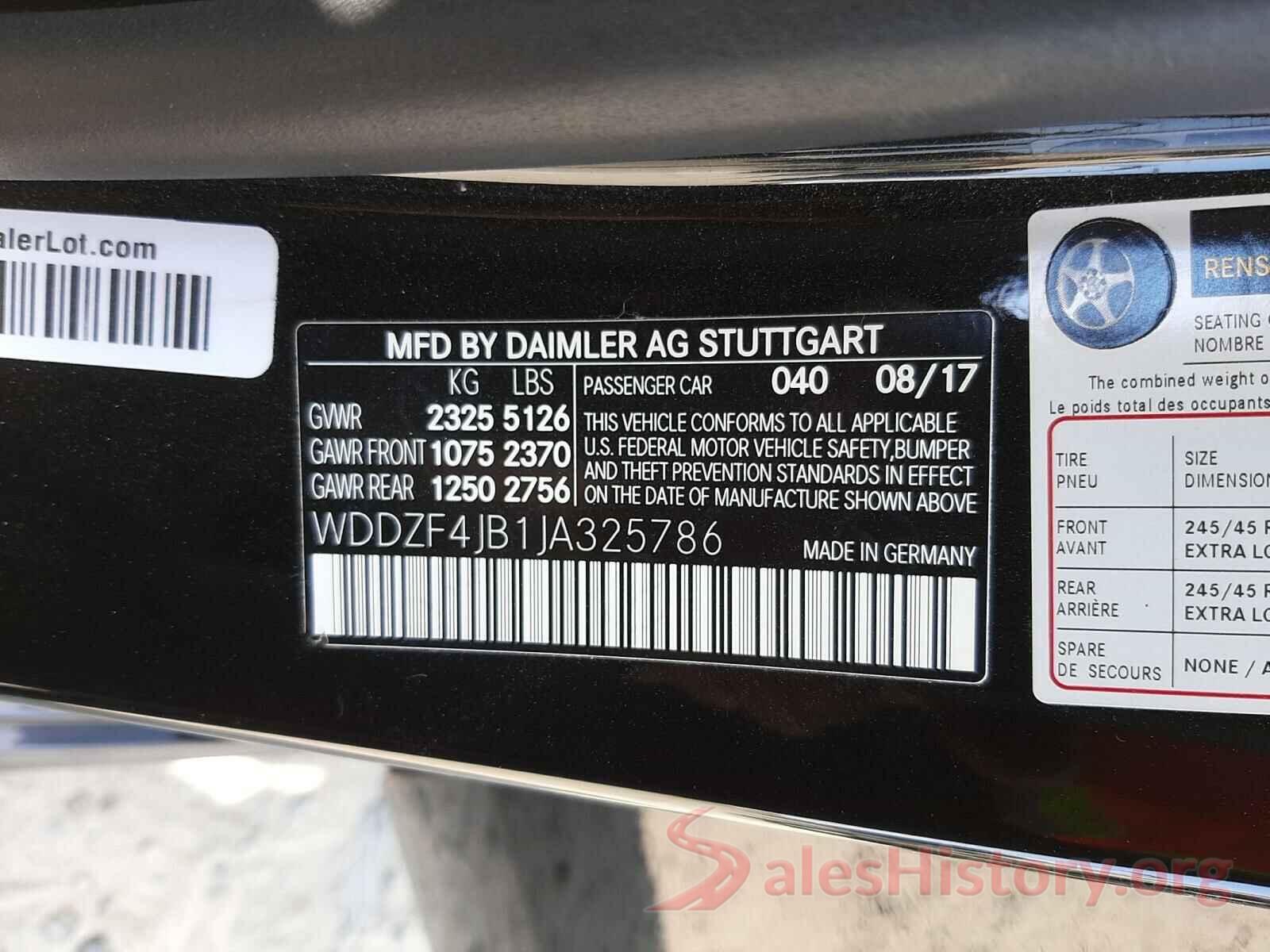 WDDZF4JB1JA325786 2018 MERCEDES-BENZ E-CLASS