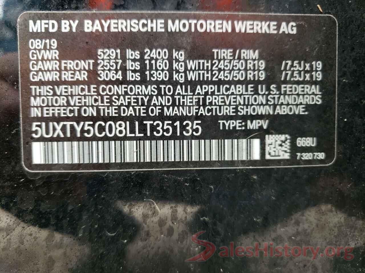 5UXTY5C08LLT35135 2020 BMW X3