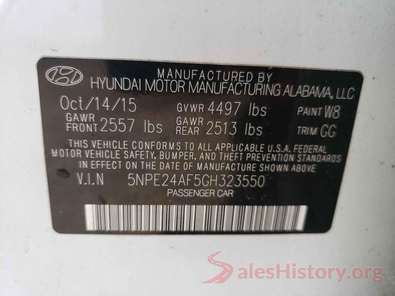 5NPE24AF5GH323550 2016 HYUNDAI SONATA