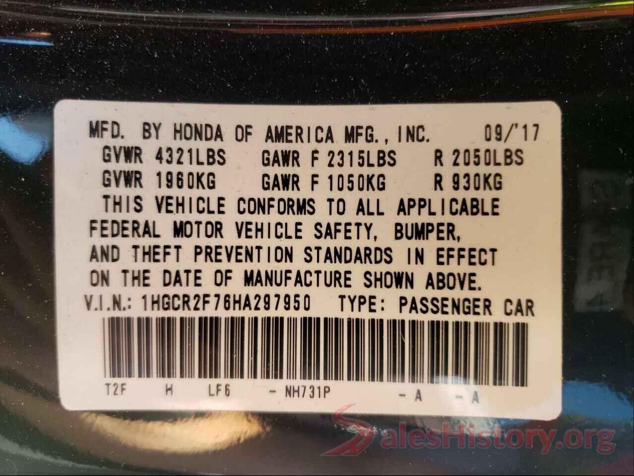 1HGCR2F76HA297950 2017 HONDA ACCORD