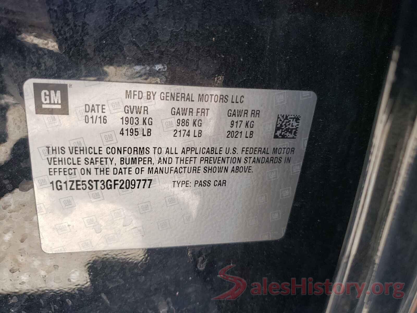 1G1ZE5ST3GF209777 2016 CHEVROLET MALIBU