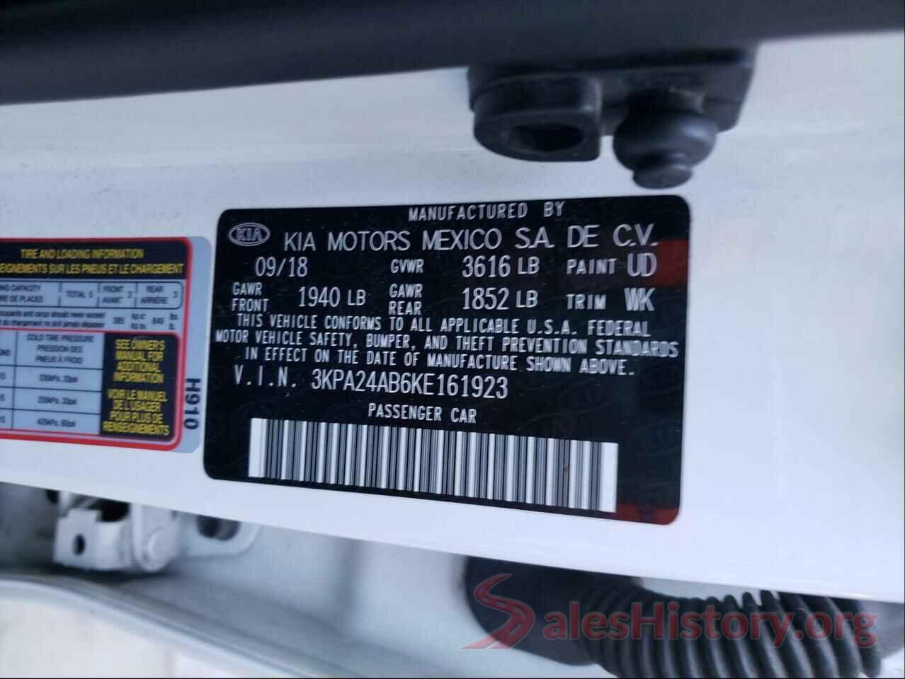 3KPA24AB6KE161923 2019 KIA RIO