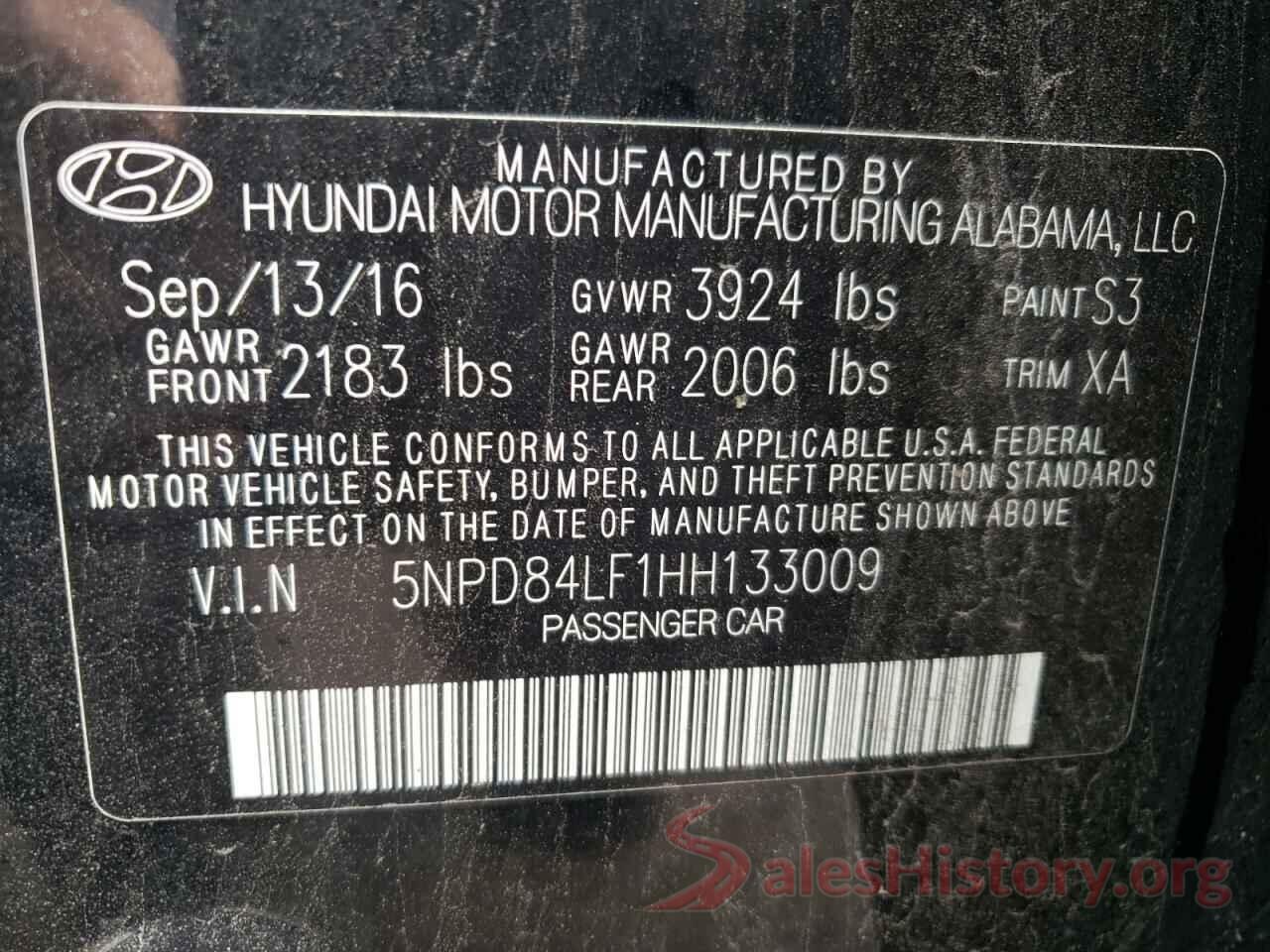 5NPD84LF1HH133009 2017 HYUNDAI ELANTRA