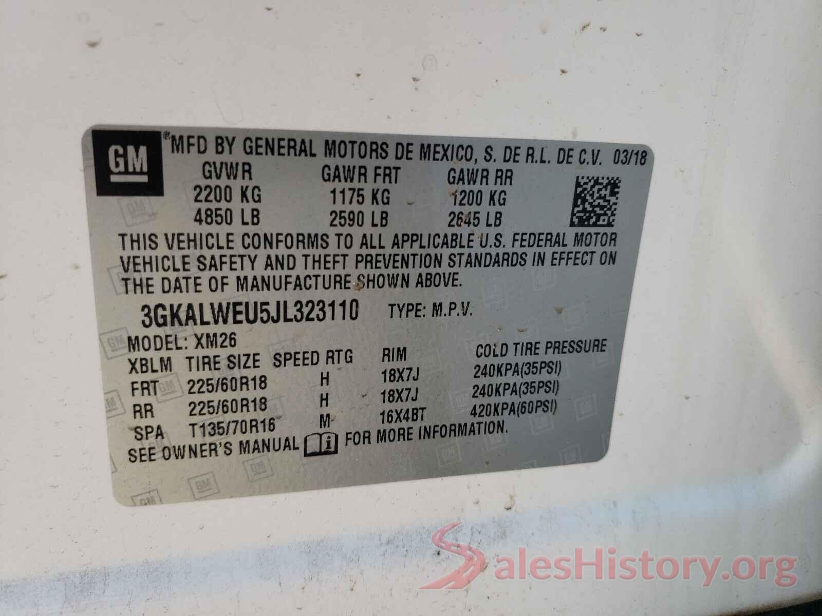 3GKALWEU5JL323110 2018 GMC TERRAIN