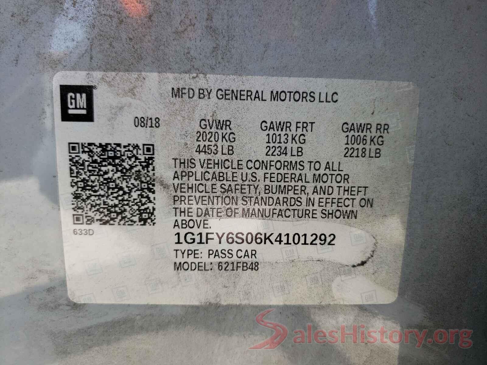 1G1FY6S06K4101292 2019 CHEVROLET BOLT