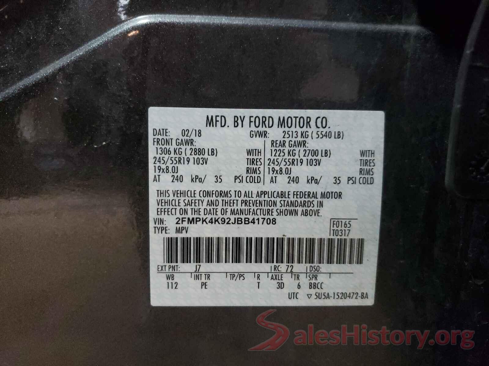 2FMPK4K92JBB41708 2018 FORD EDGE