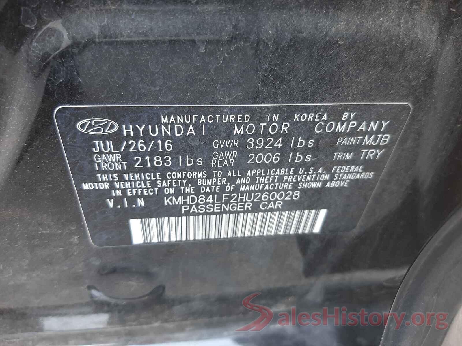 KMHD84LF2HU260028 2017 HYUNDAI ELANTRA