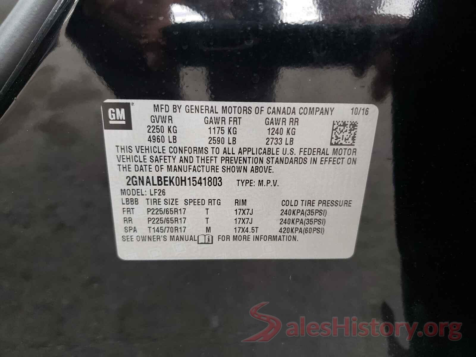 2GNALBEK0H1541803 2017 CHEVROLET EQUINOX