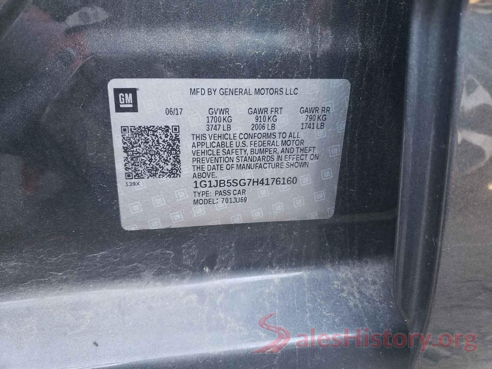 1G1JB5SG7H4176160 2017 CHEVROLET SONIC