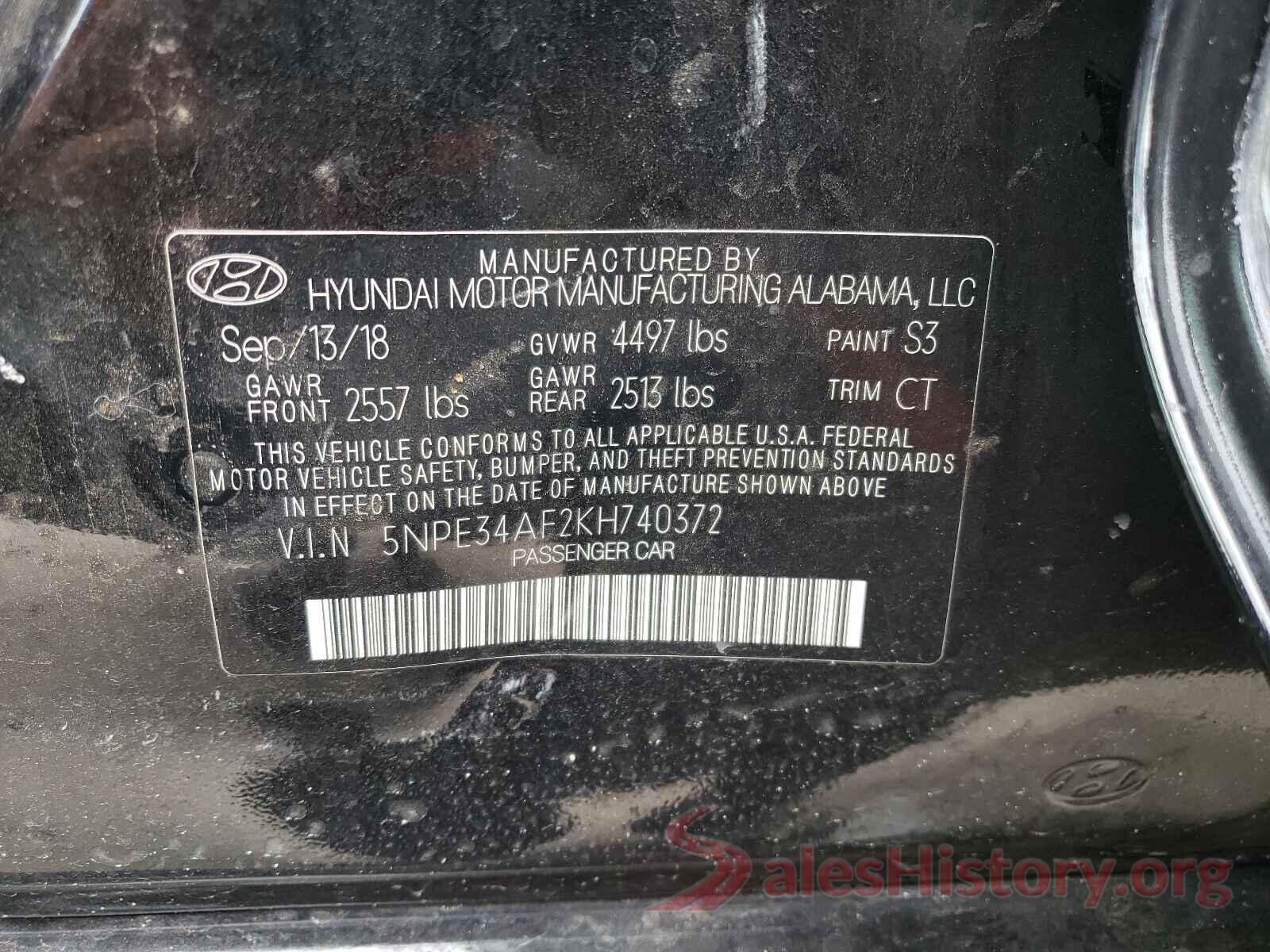 5NPE34AF2KH740372 2019 HYUNDAI SONATA