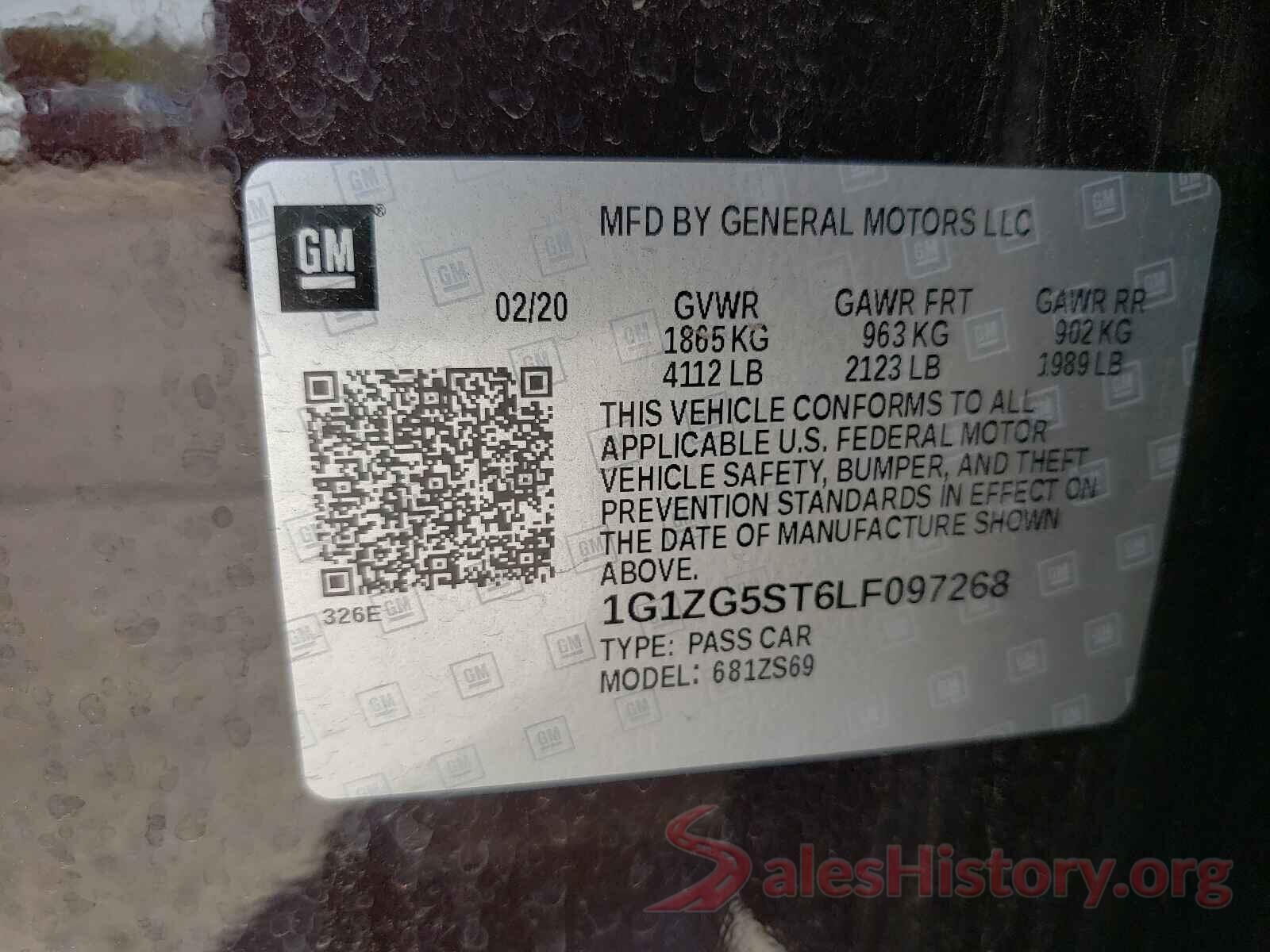 1G1ZG5ST6LF097268 2020 CHEVROLET MALIBU