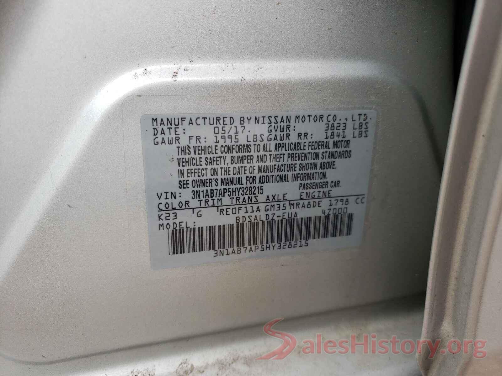 3N1AB7AP5HY328215 2017 NISSAN SENTRA