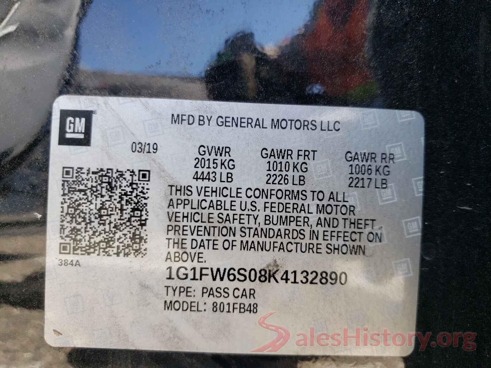 1G1FW6S08K4132890 2019 CHEVROLET BOLT