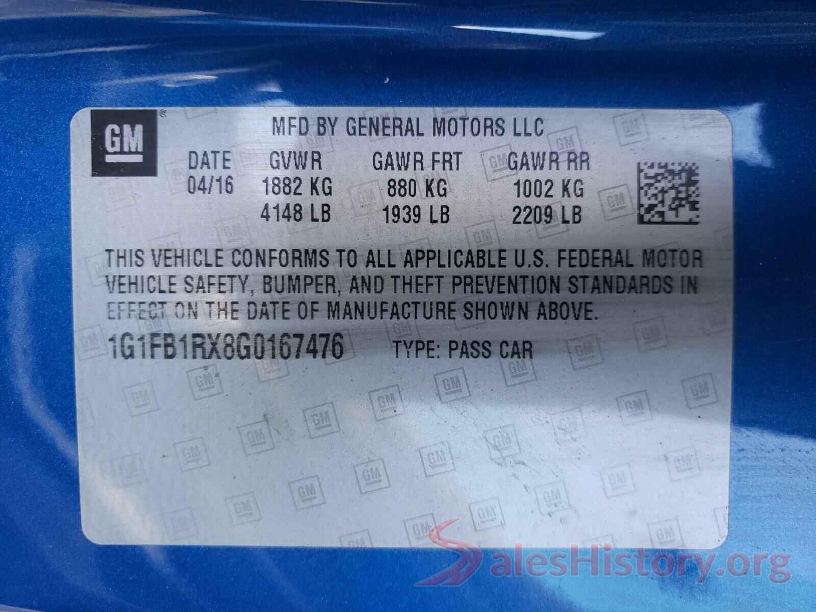 1G1FB1RX8G0167476 2016 CHEVROLET CAMARO