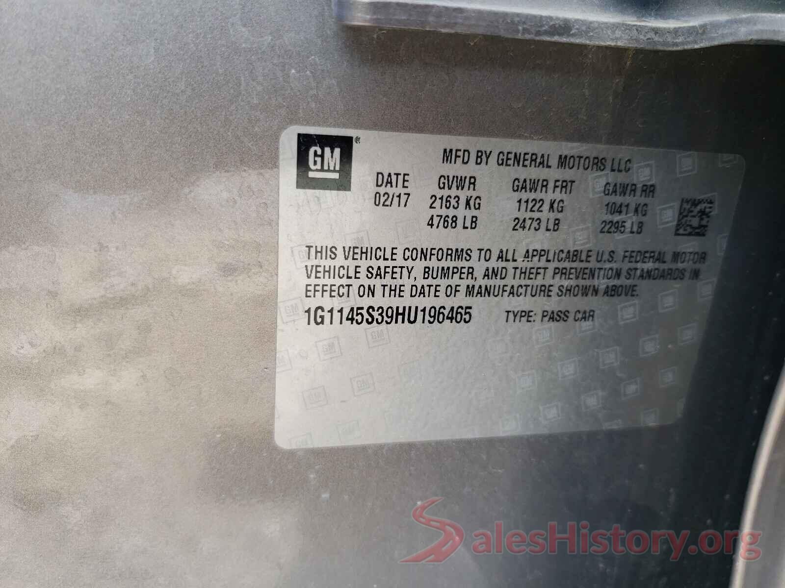 1G1145S39HU196465 2017 CHEVROLET IMPALA