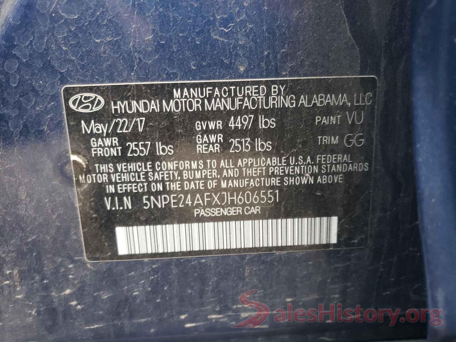 5NPE24AFXJH606551 2018 HYUNDAI SONATA