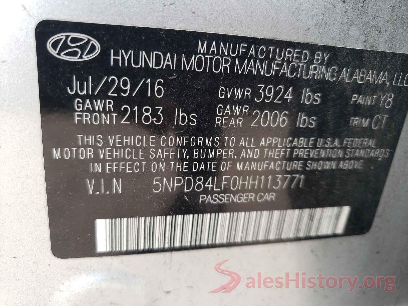 5NPD84LF0HH113771 2017 HYUNDAI ELANTRA