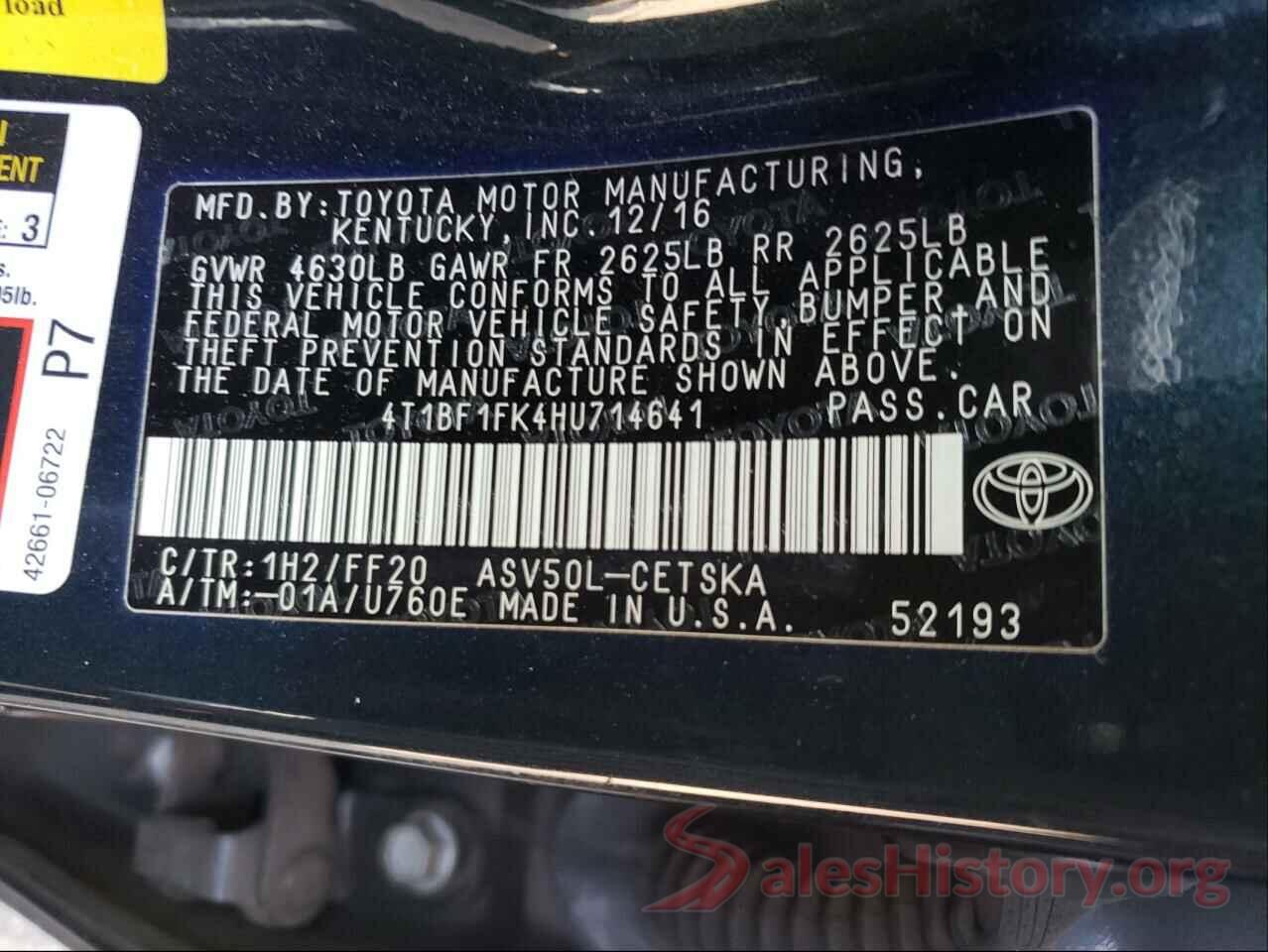 4T1BF1FK4HU714641 2017 TOYOTA CAMRY