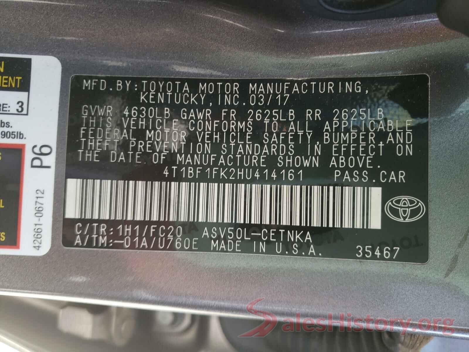 4T1BF1FK2HU414161 2017 TOYOTA CAMRY