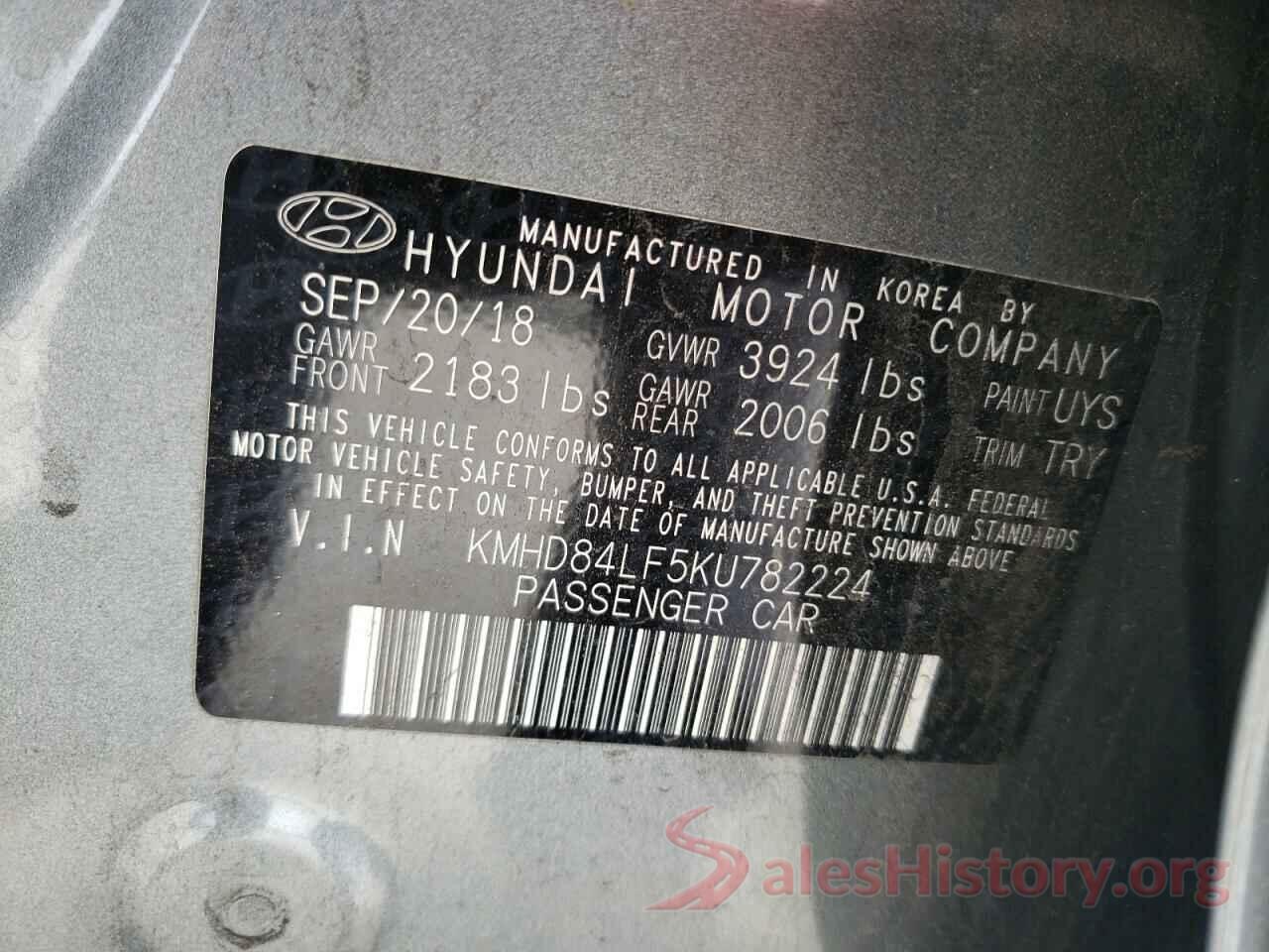 KMHD84LF5KU782224 2019 HYUNDAI ELANTRA