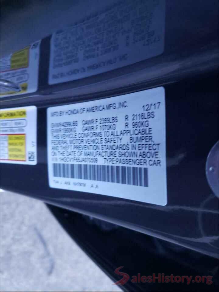 1HGCV1F65JA070509 2018 HONDA ACCORD