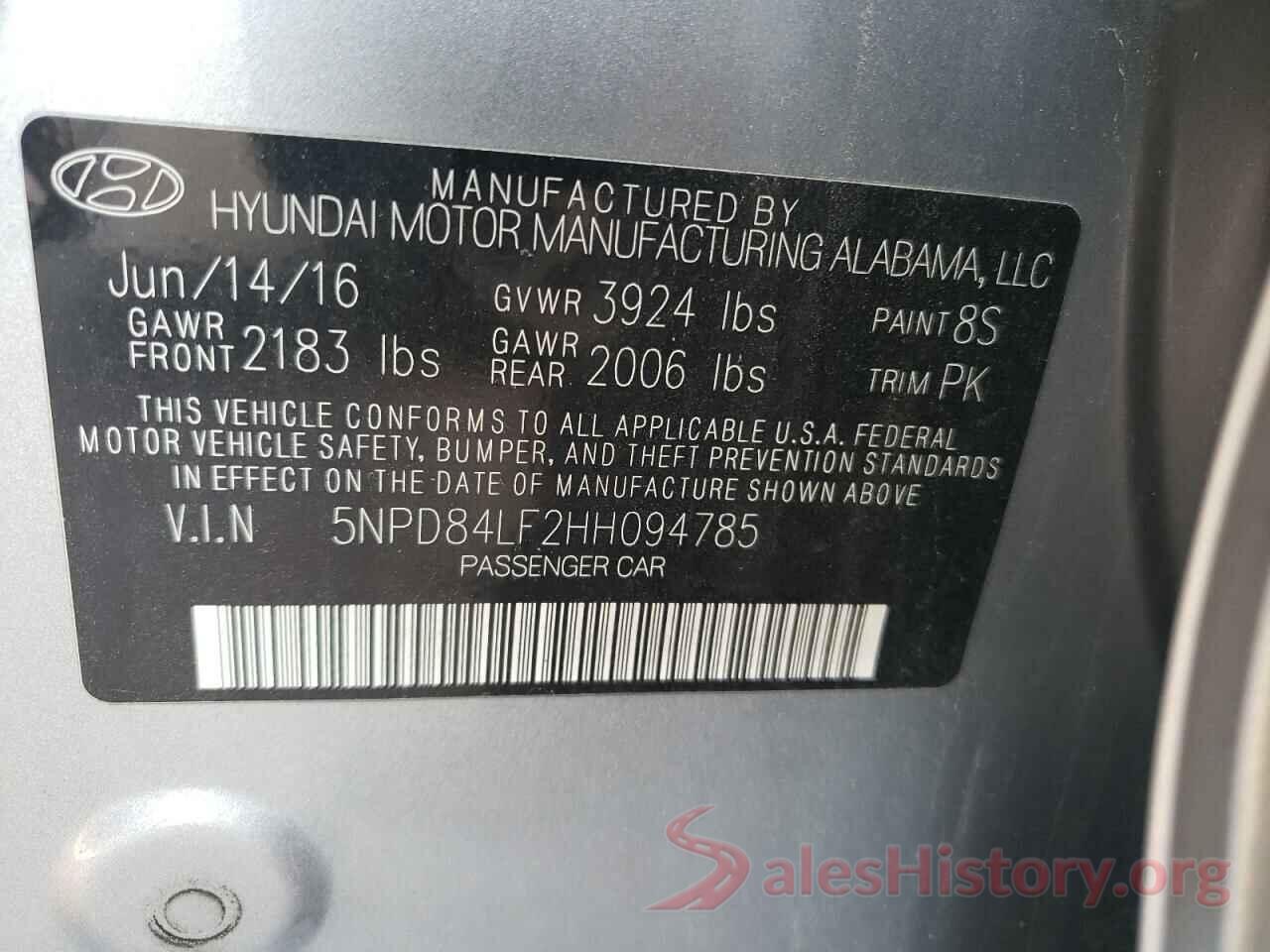 5NPD84LF2HH094785 2017 HYUNDAI ELANTRA