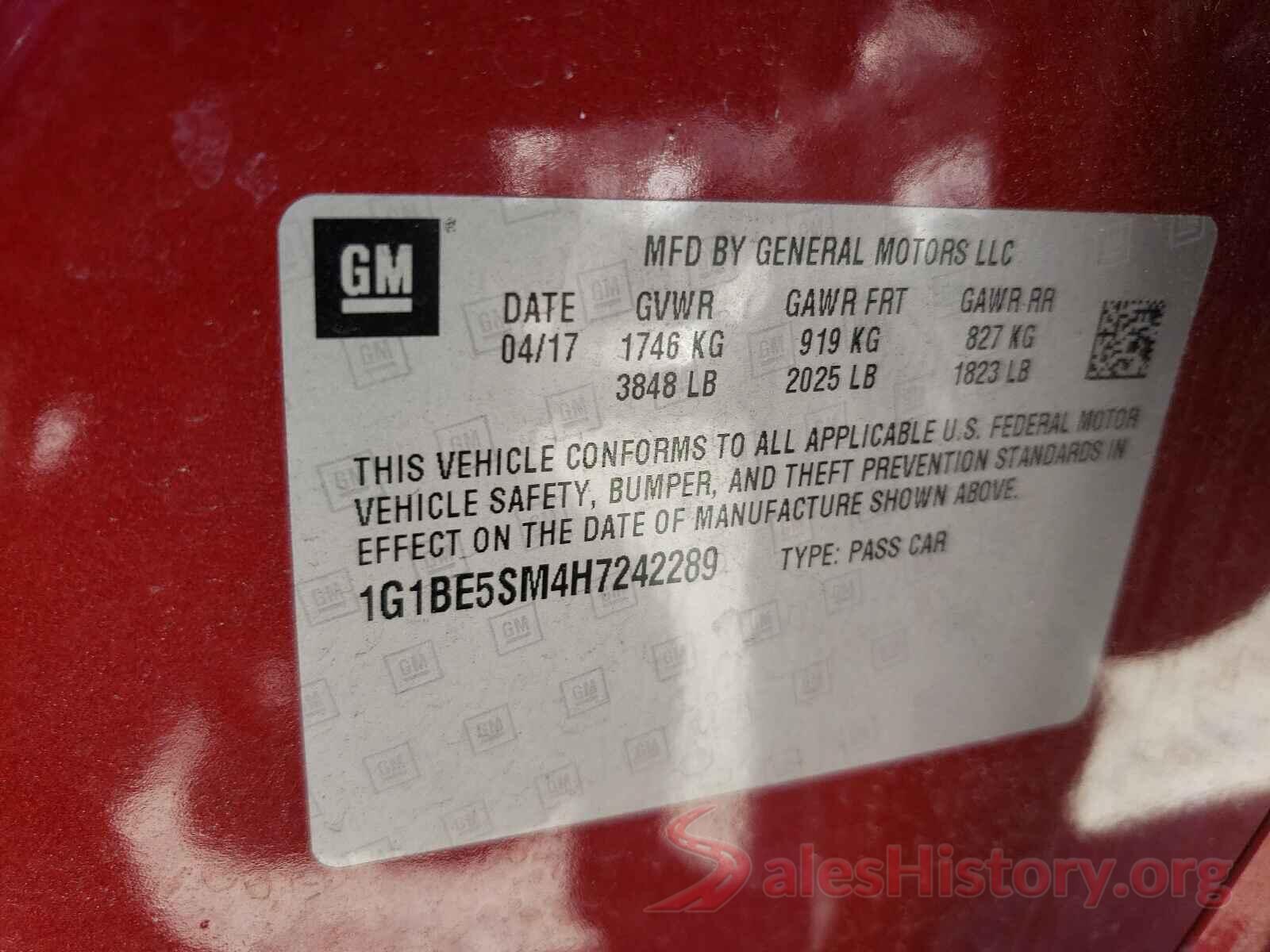 1G1BE5SM4H7242289 2017 CHEVROLET CRUZE