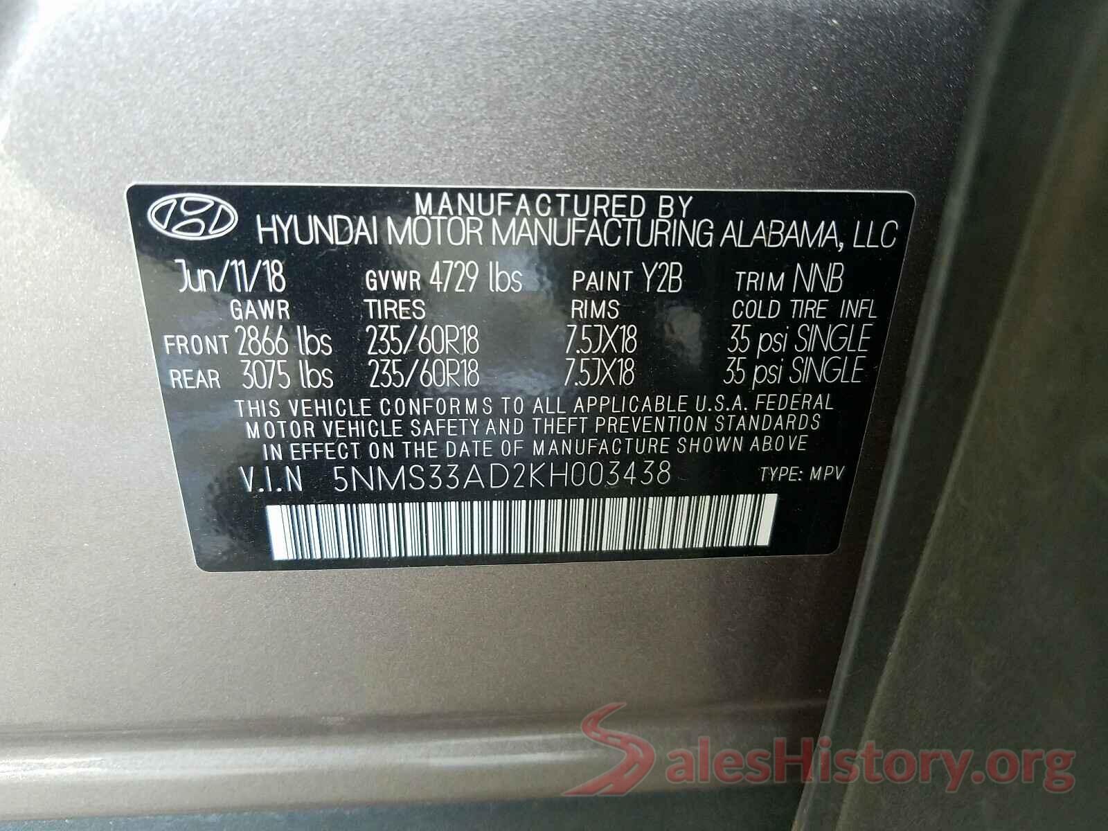 5NMS33AD2KH003438 2019 HYUNDAI SANTA FE