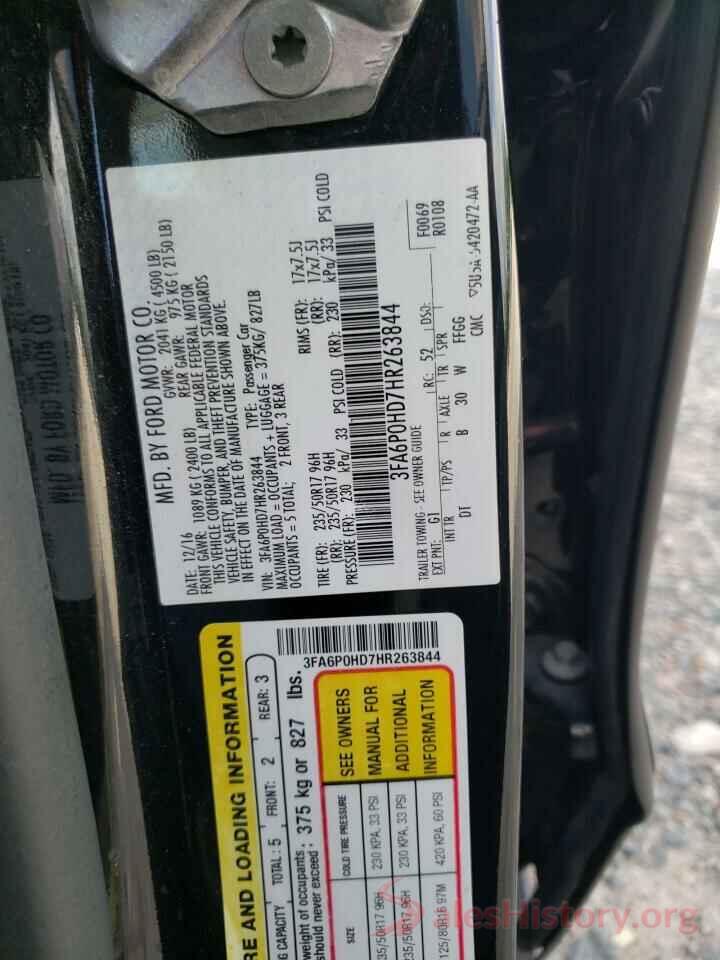 3FA6P0HD7HR263844 2017 FORD FUSION