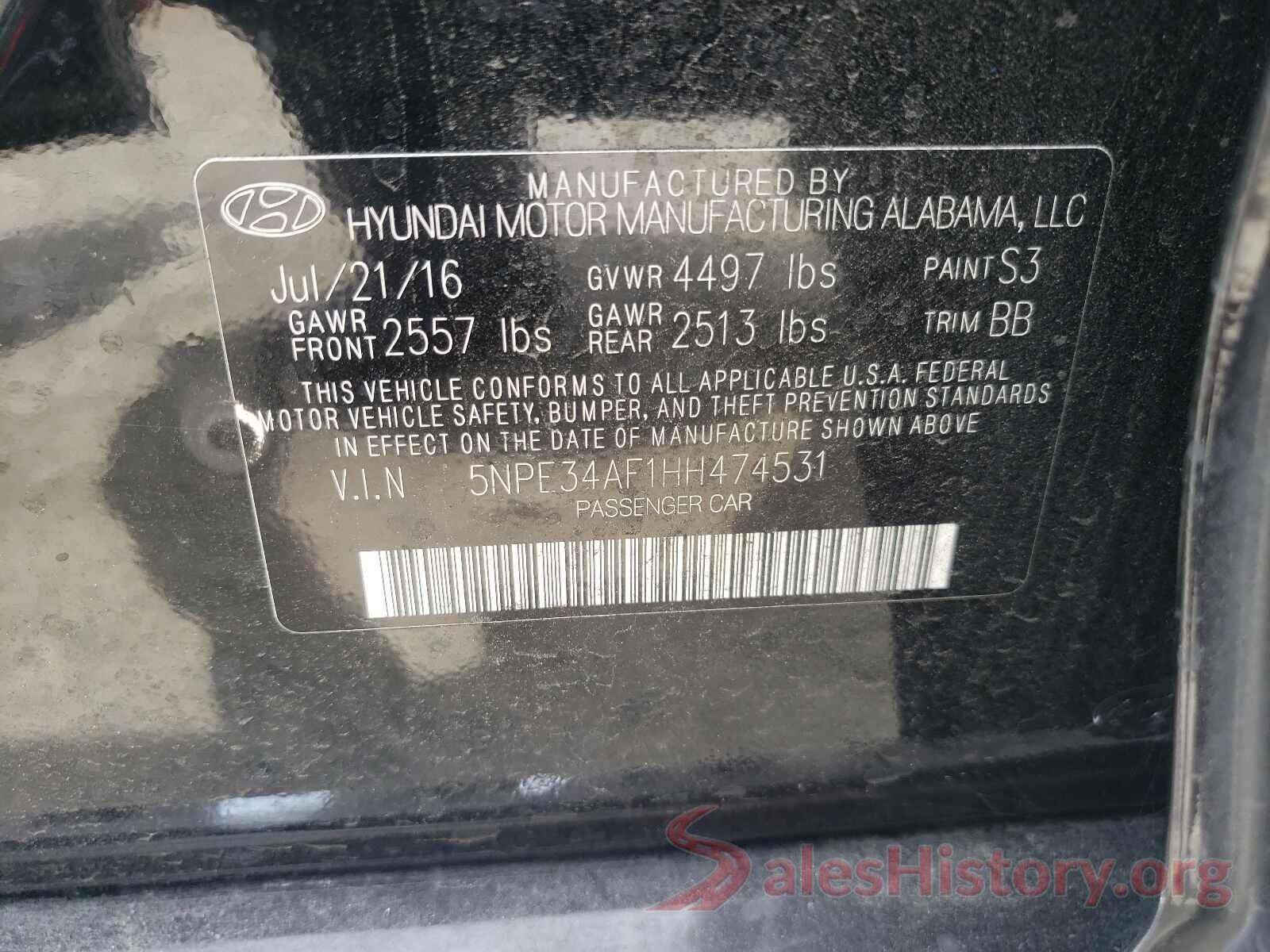 5NPE34AF1HH474531 2017 HYUNDAI SONATA