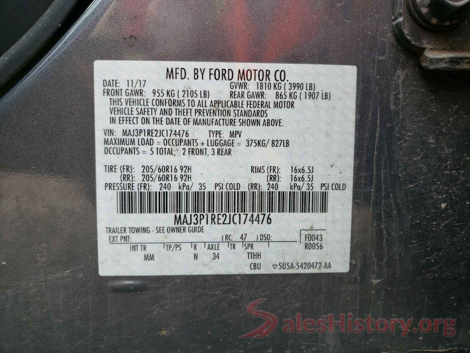 MAJ3P1RE2JC174476 2018 FORD ALL OTHER