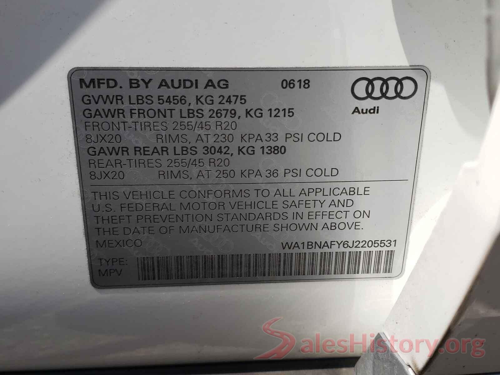 WA1BNAFY6J2205531 2018 AUDI Q5