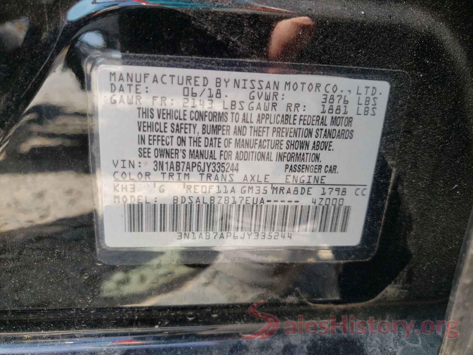 3N1AB7AP6JY335244 2018 NISSAN SENTRA