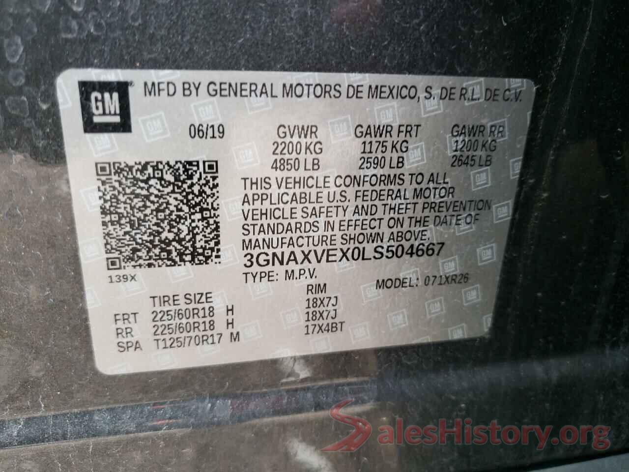 3GNAXVEX0LS504667 2020 CHEVROLET EQUINOX