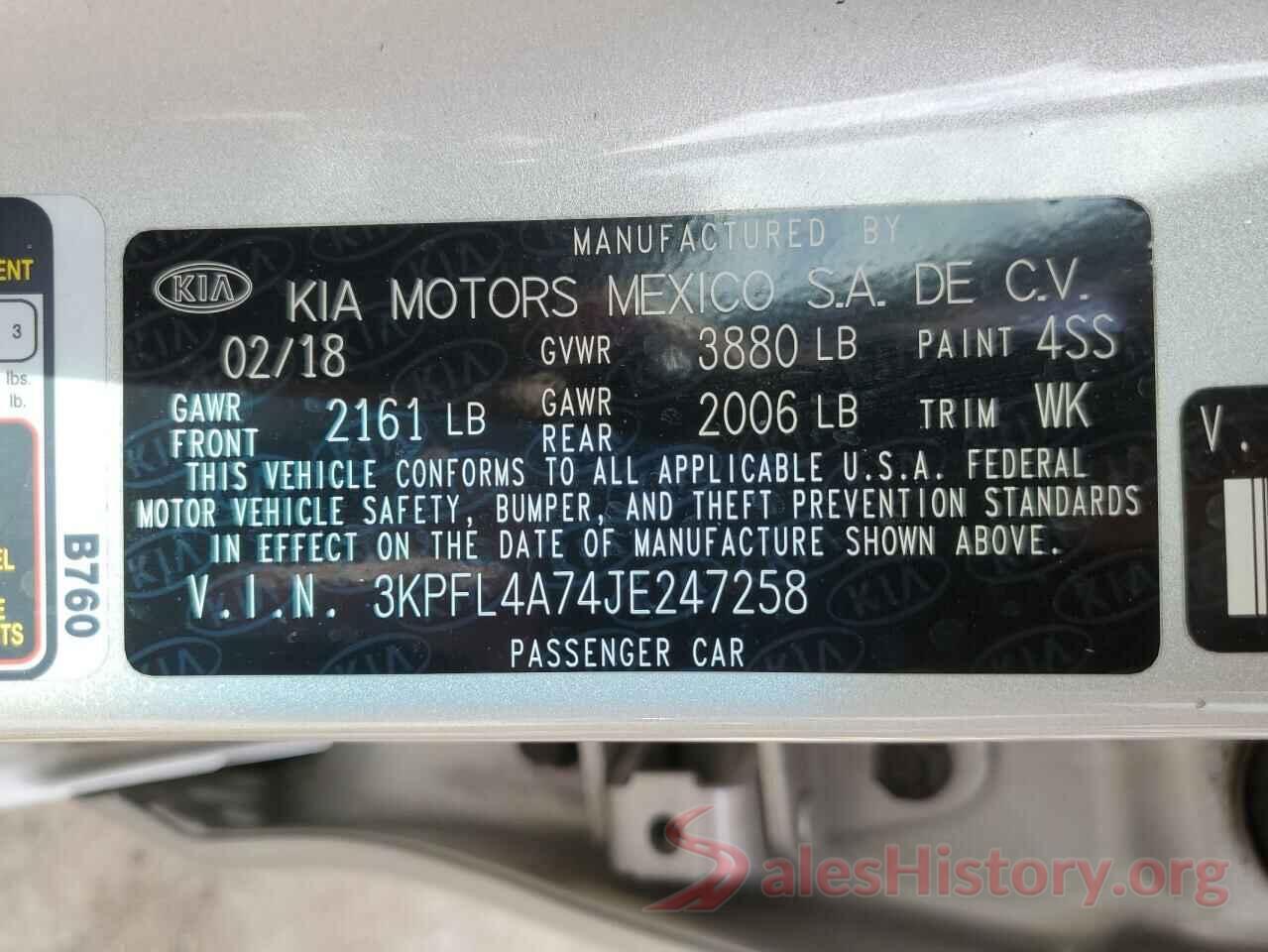 3KPFL4A74JE247258 2018 KIA FORTE