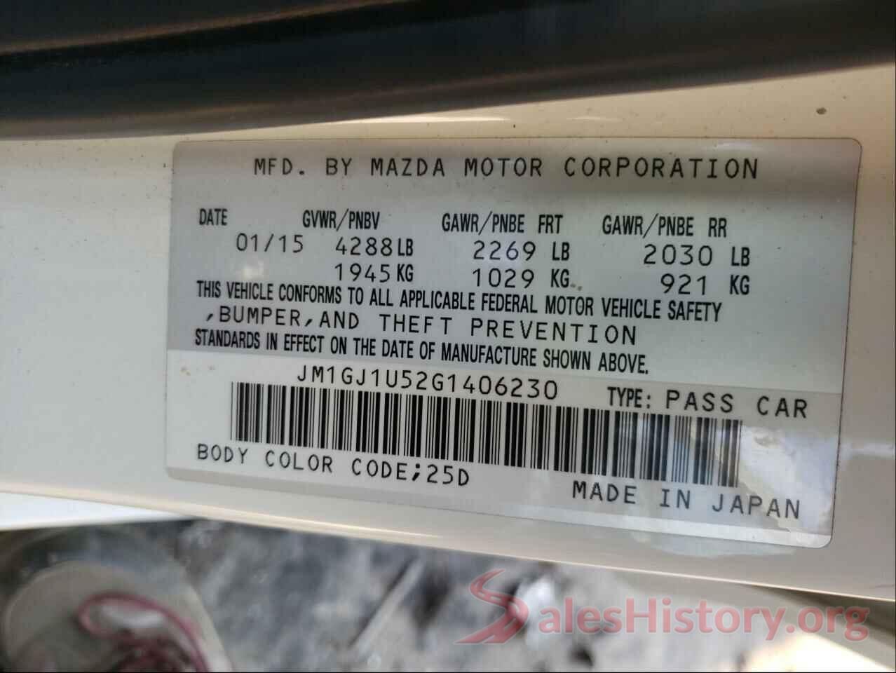 JM1GJ1U52G1406230 2016 MAZDA 6