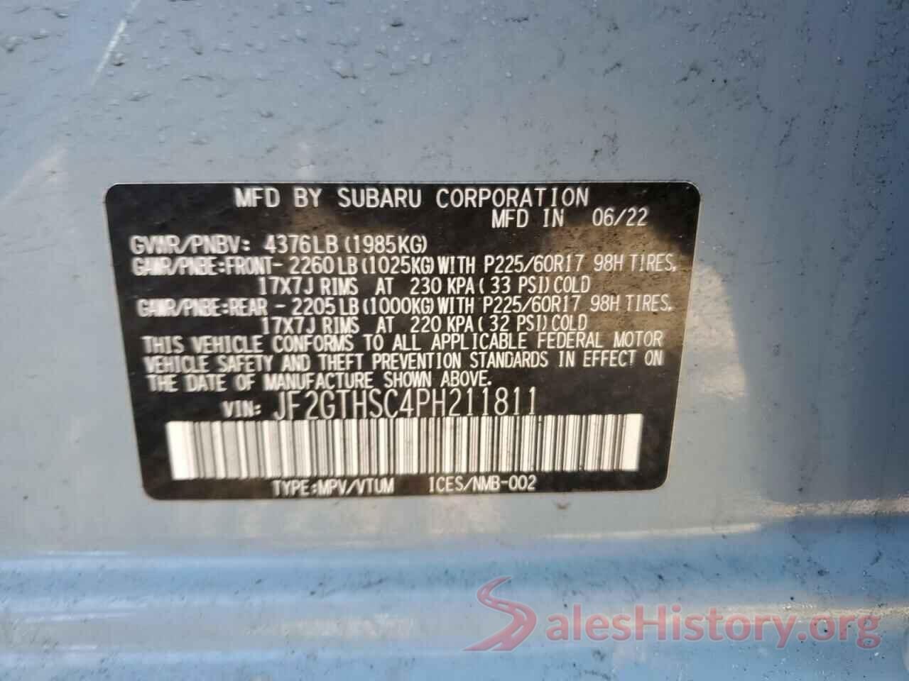 JF2GTHSC4PH211811 2023 SUBARU CROSSTREK