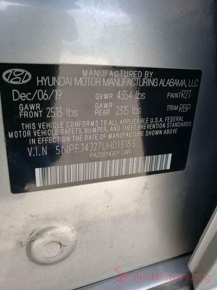 5NPEJ4J27LH013183 2020 HYUNDAI SONATA