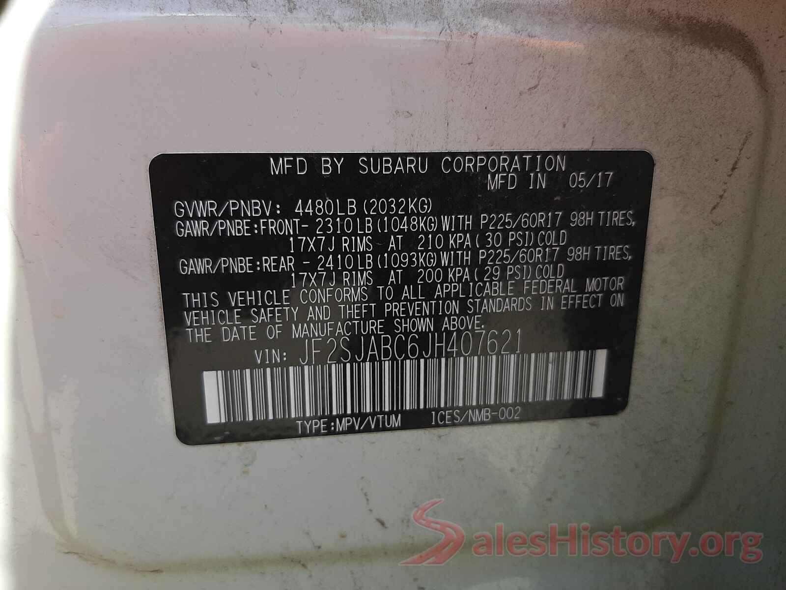 JF2SJABC6JH407621 2018 SUBARU FORESTER