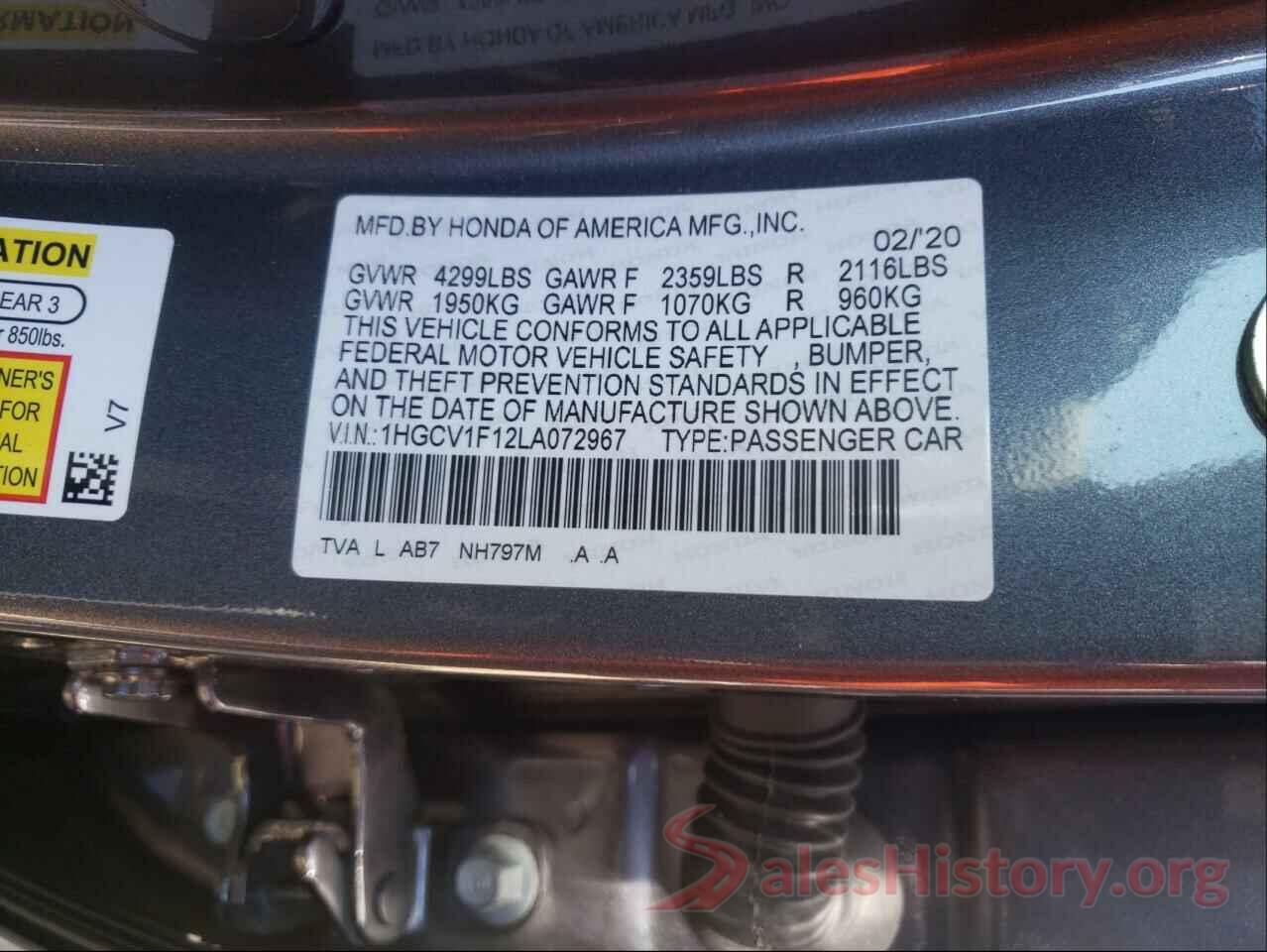 1HGCV1F12LA072967 2020 HONDA ACCORD