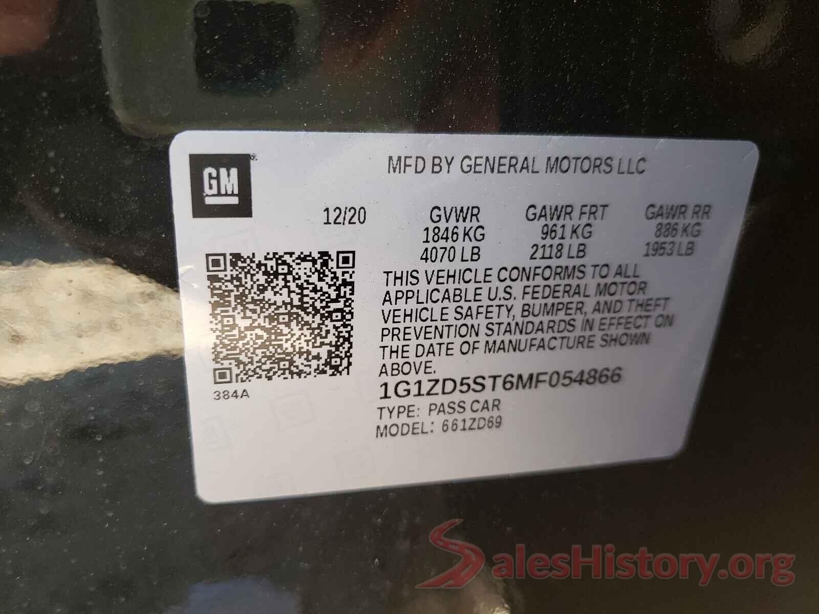 1G1ZD5ST6MF054866 2021 CHEVROLET MALIBU