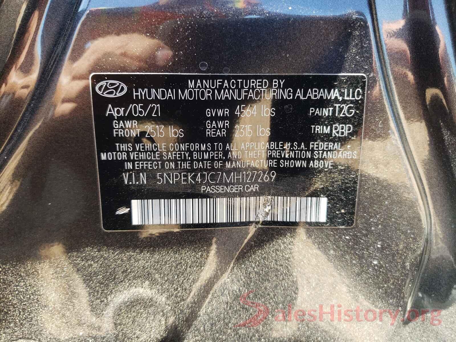 5NPEK4JC7MH127269 2021 HYUNDAI SONATA