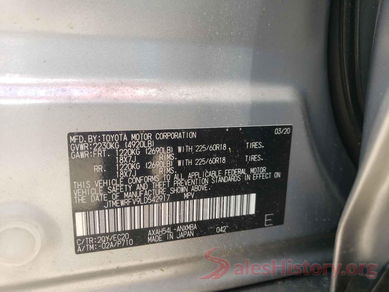 JTMEWRFV9LD542917 2020 TOYOTA RAV4