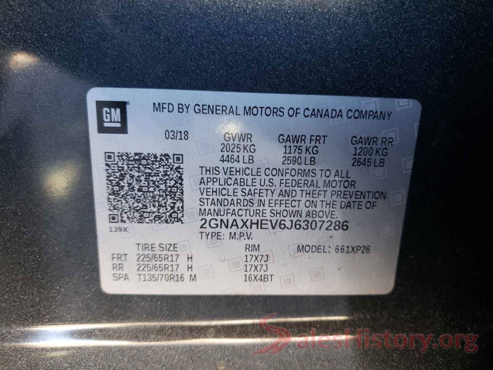 2GNAXHEV6J6307286 2018 CHEVROLET EQUINOX