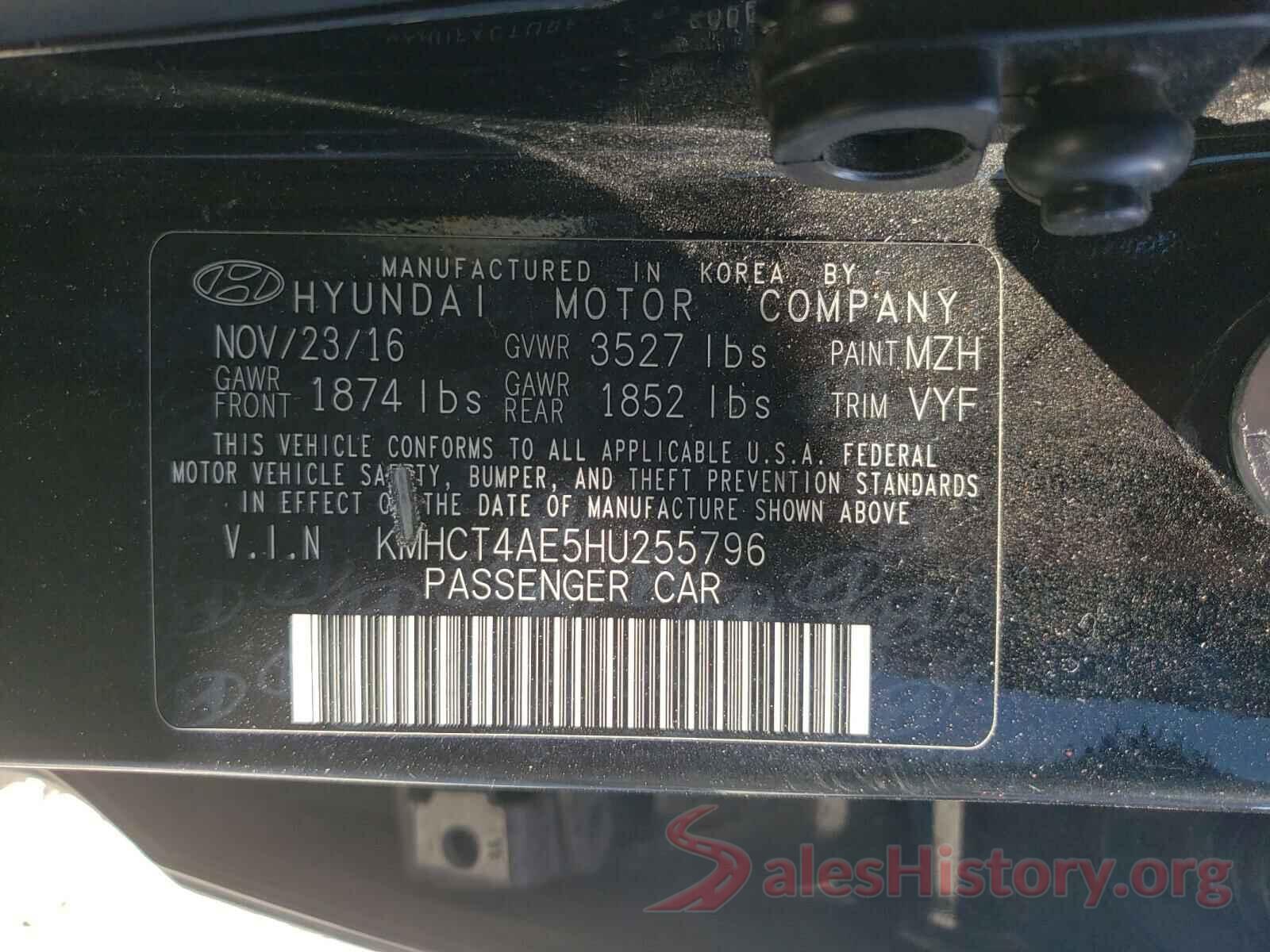 KMHCT4AE5HU255796 2017 HYUNDAI ACCENT