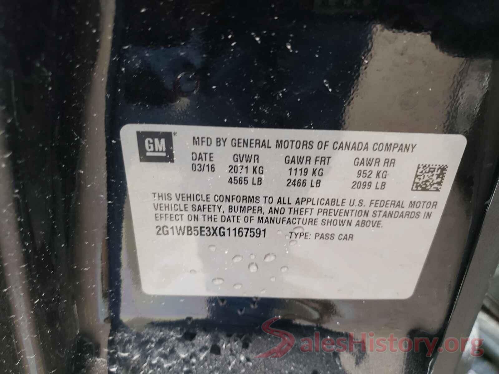 2G1WB5E3XG1167591 2016 CHEVROLET IMPALA